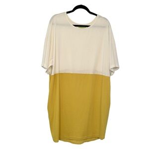 Yissang Womens Colorblock Dress Knit Size Medium White Yellow Lagenlook Boho